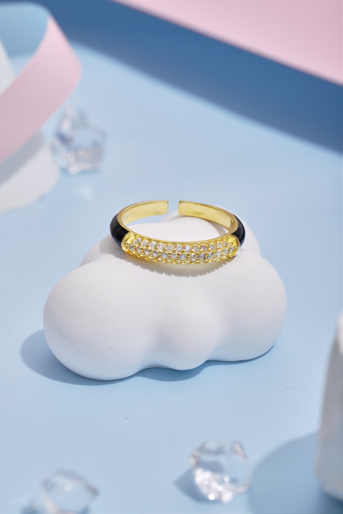 anello a fascia nera in argento cucciola