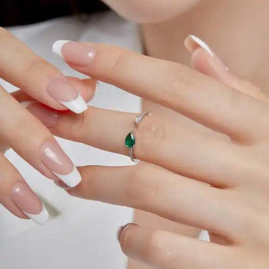 anello argento Zelante di Cucciola Gioielli con pietra verde