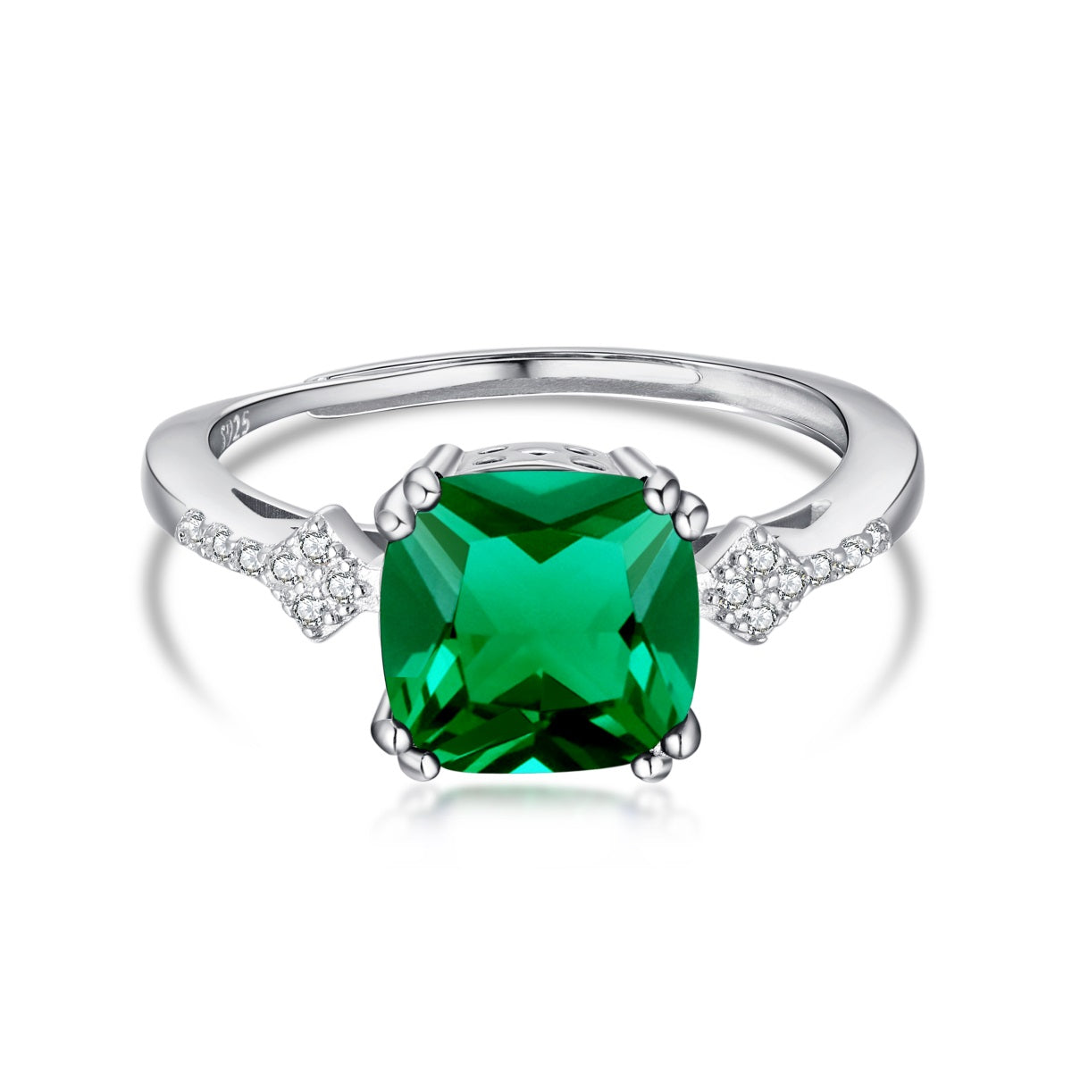 anello in argento coco pietra verde Cucciola Gioielli