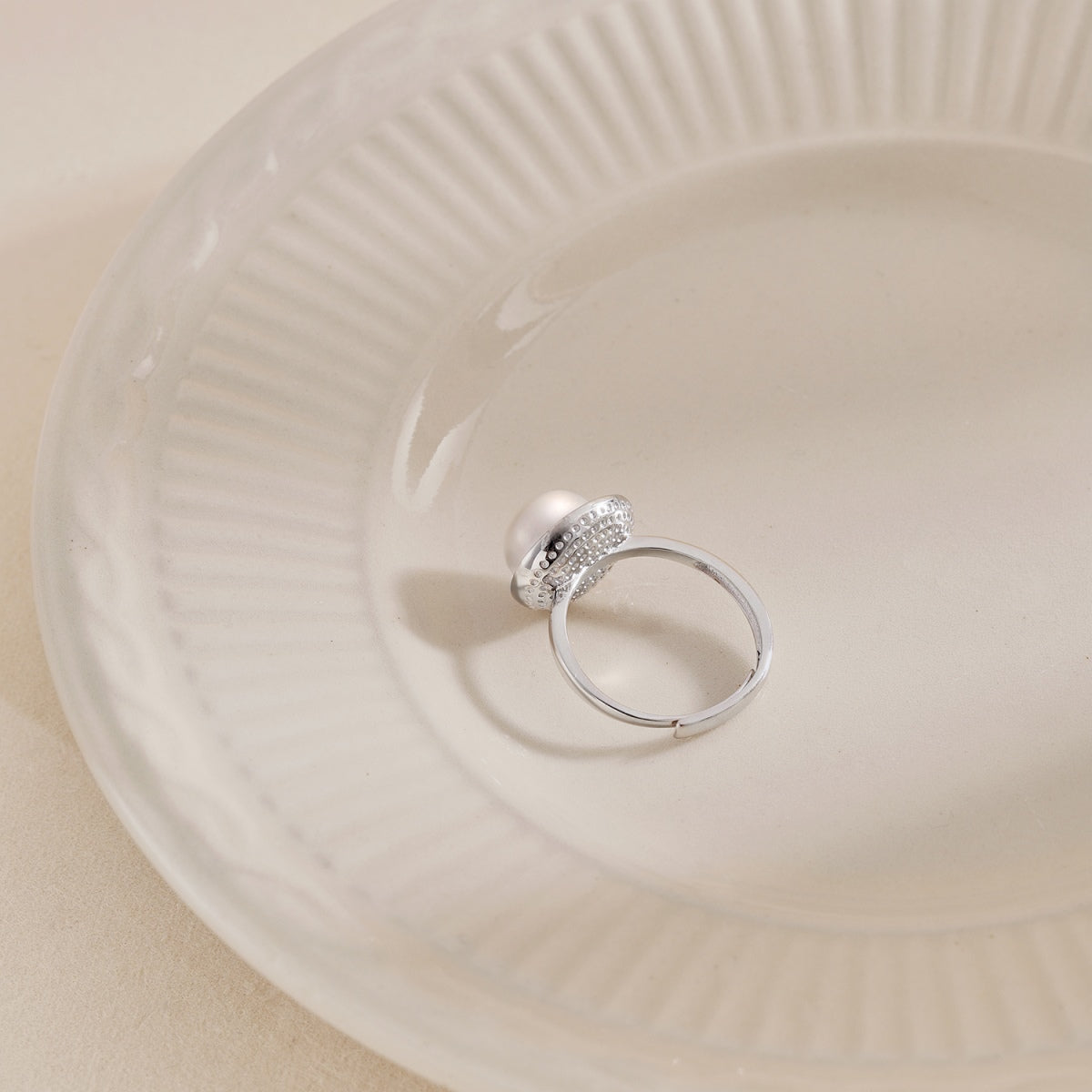 anello argento con perla