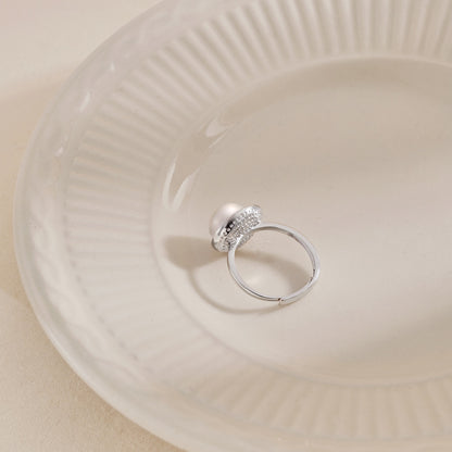 anello argento con perla