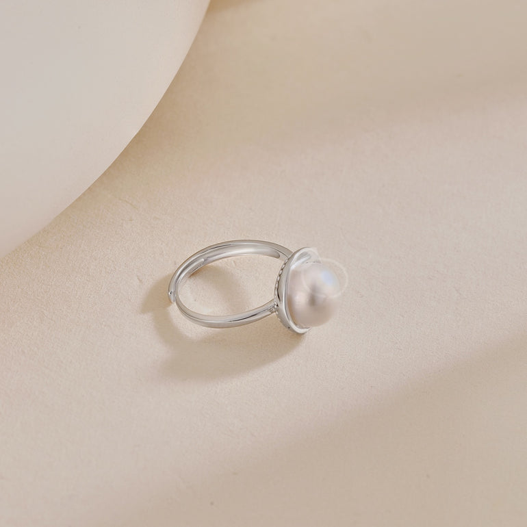 anello con perla di fiume