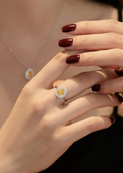 anello in argento Giorno pietra gialla