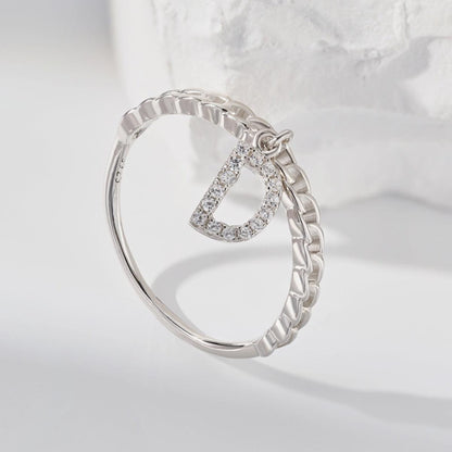 anello donna iniziali d in argento 