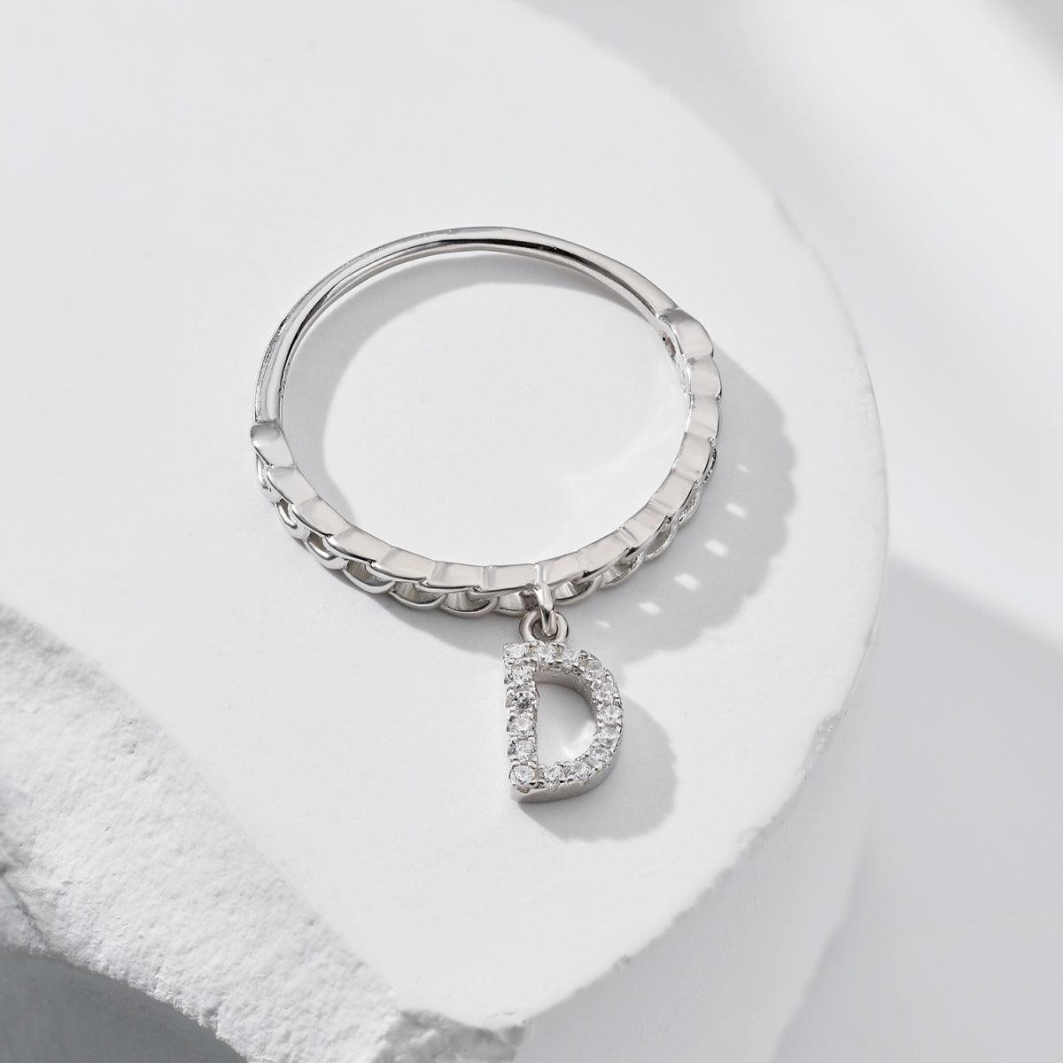 anello donna iniziali d in argento 925