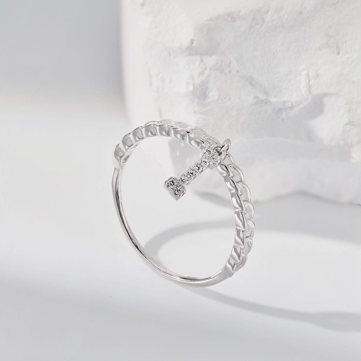 anello donna lettera i in argento