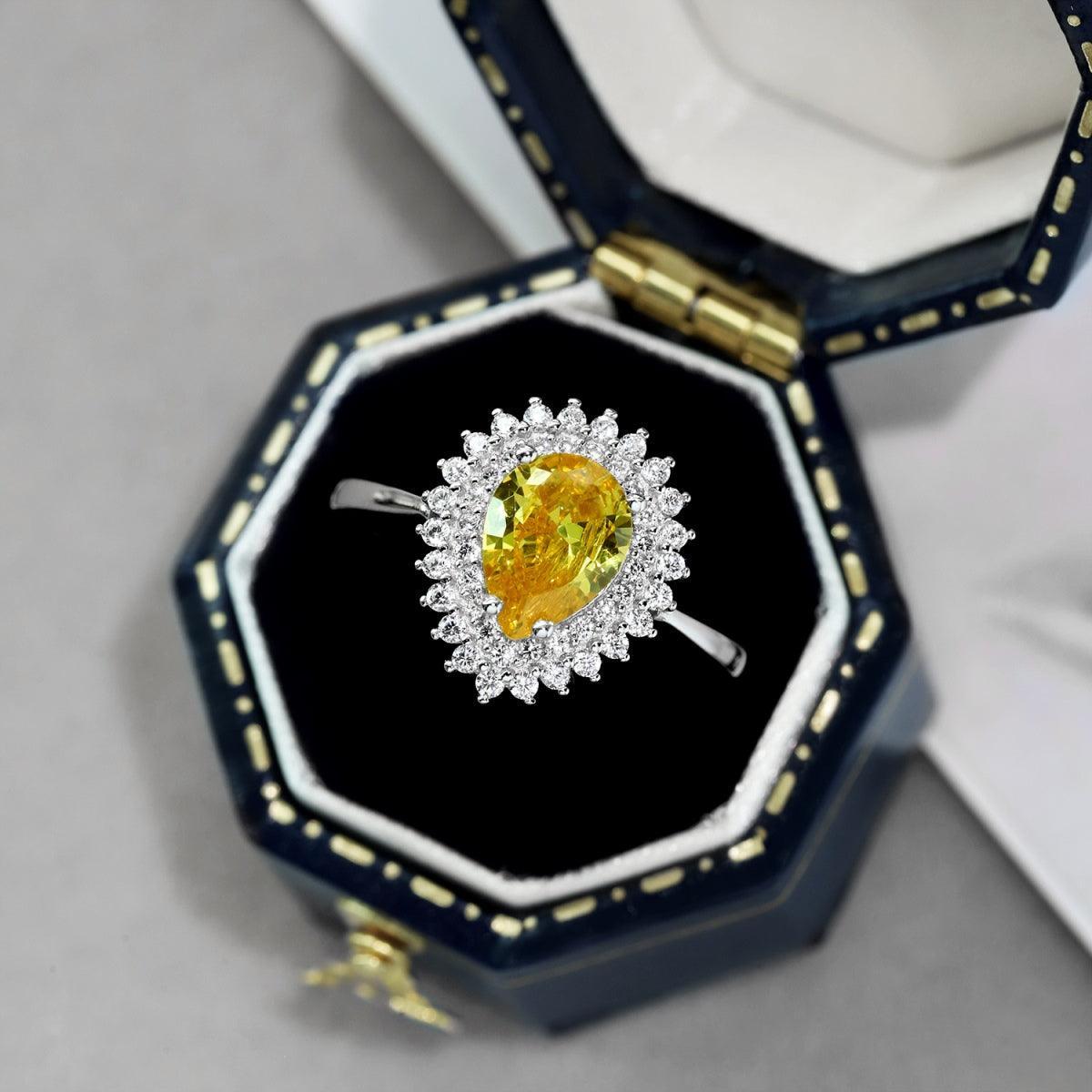 anello in argento donna pietra gialla Cucciola Gioielli