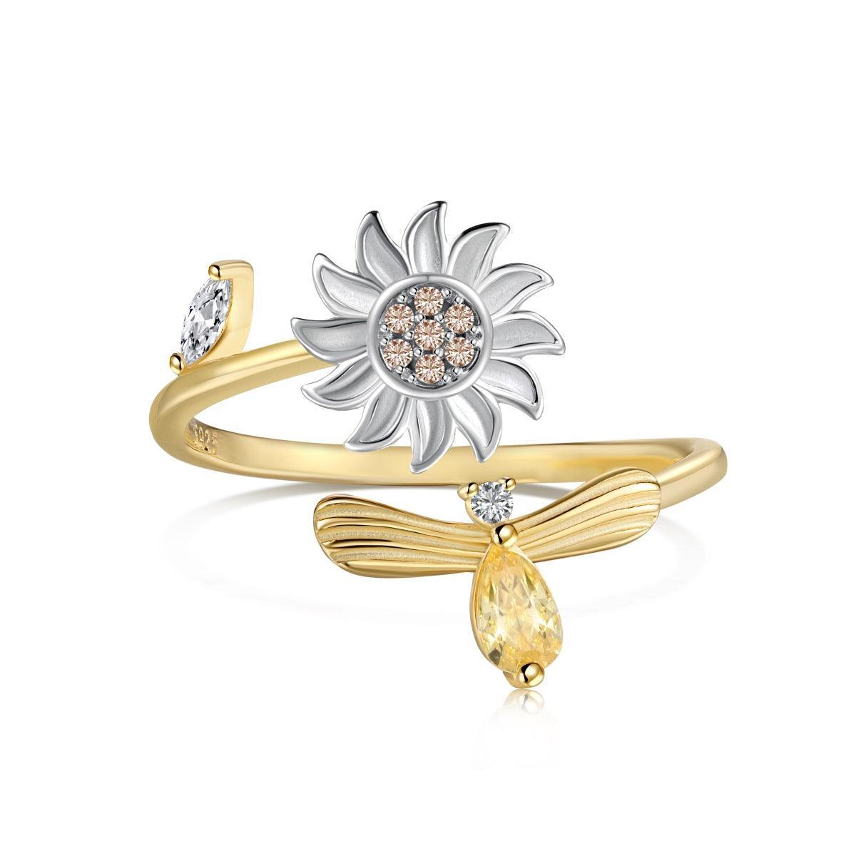 anello_girasole_in_argento_regolabile - cucciolagioielli