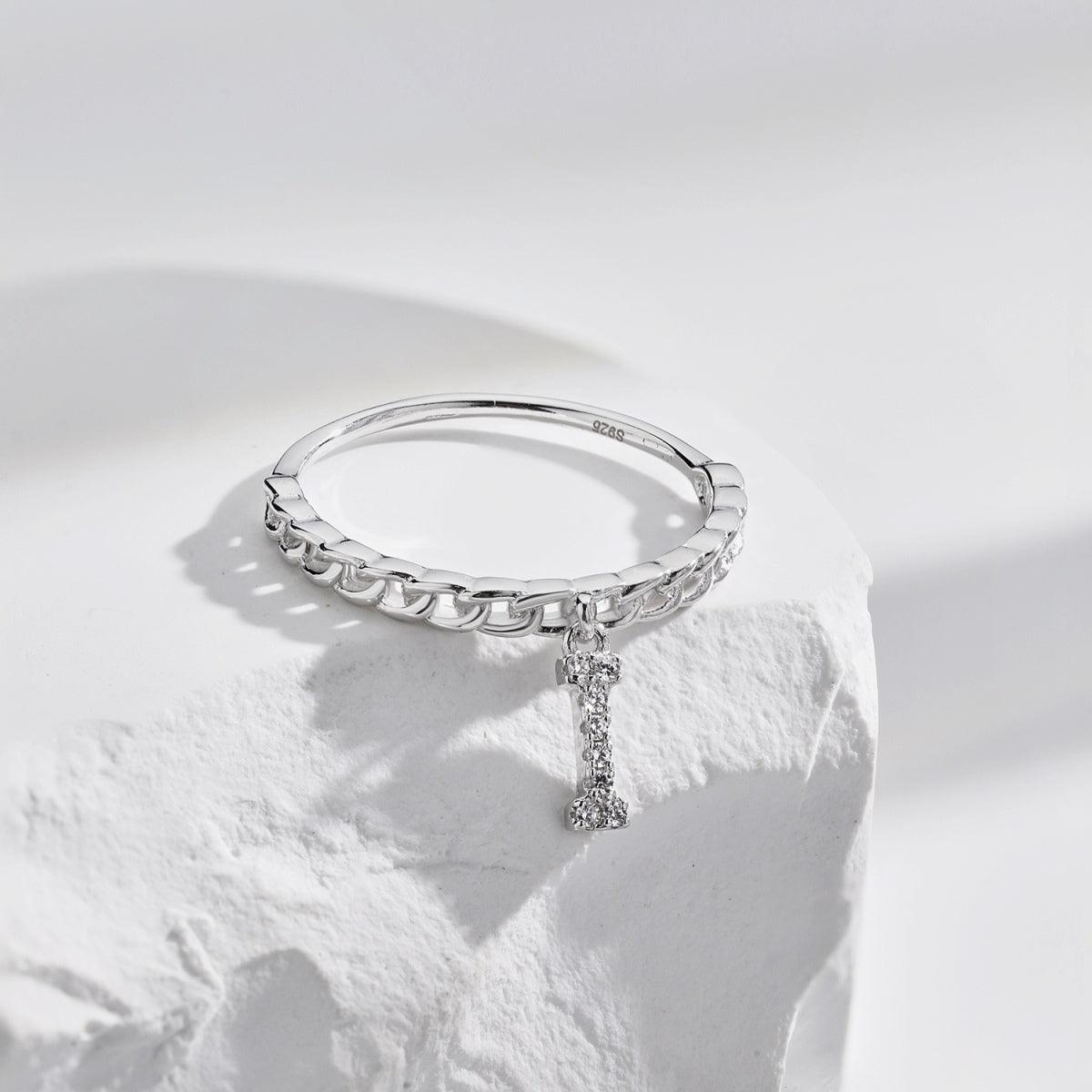 anello in argento 925 iniziali i