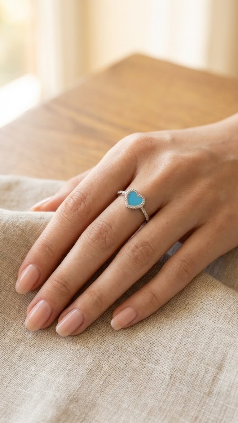 anello cuore con pietra blu di Cucciola Gioielli