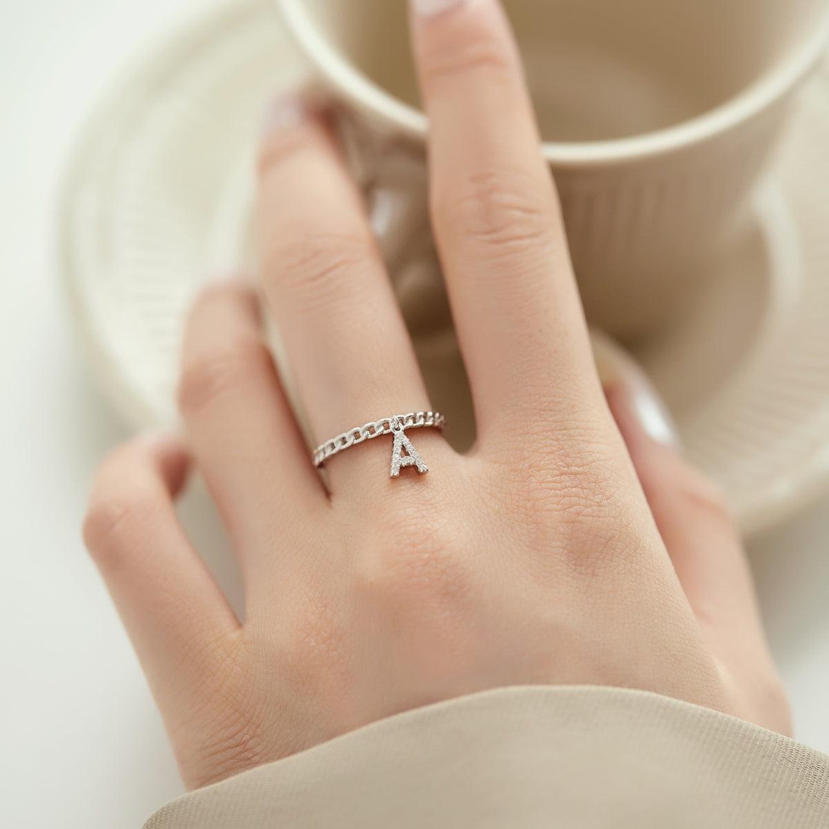 anello lettera a in argento