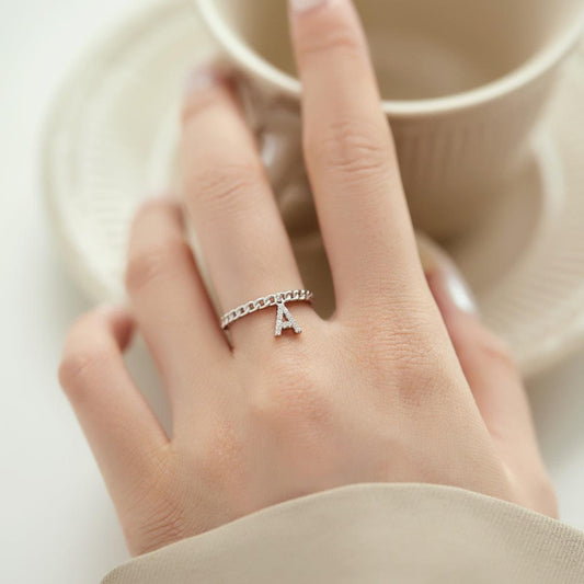 anello lettera a in argento