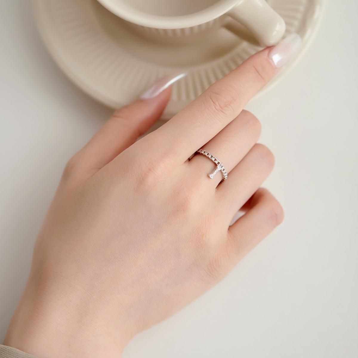 anello lettera i in argento 925