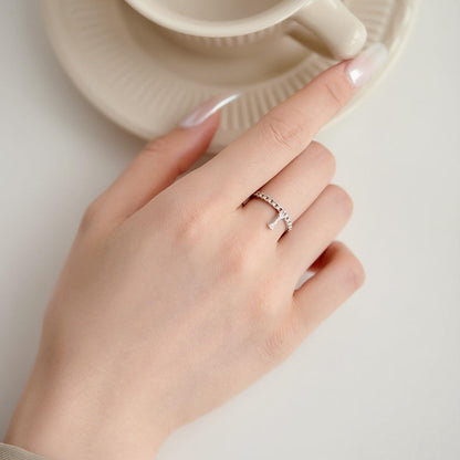 anello lettera i in argento 925
