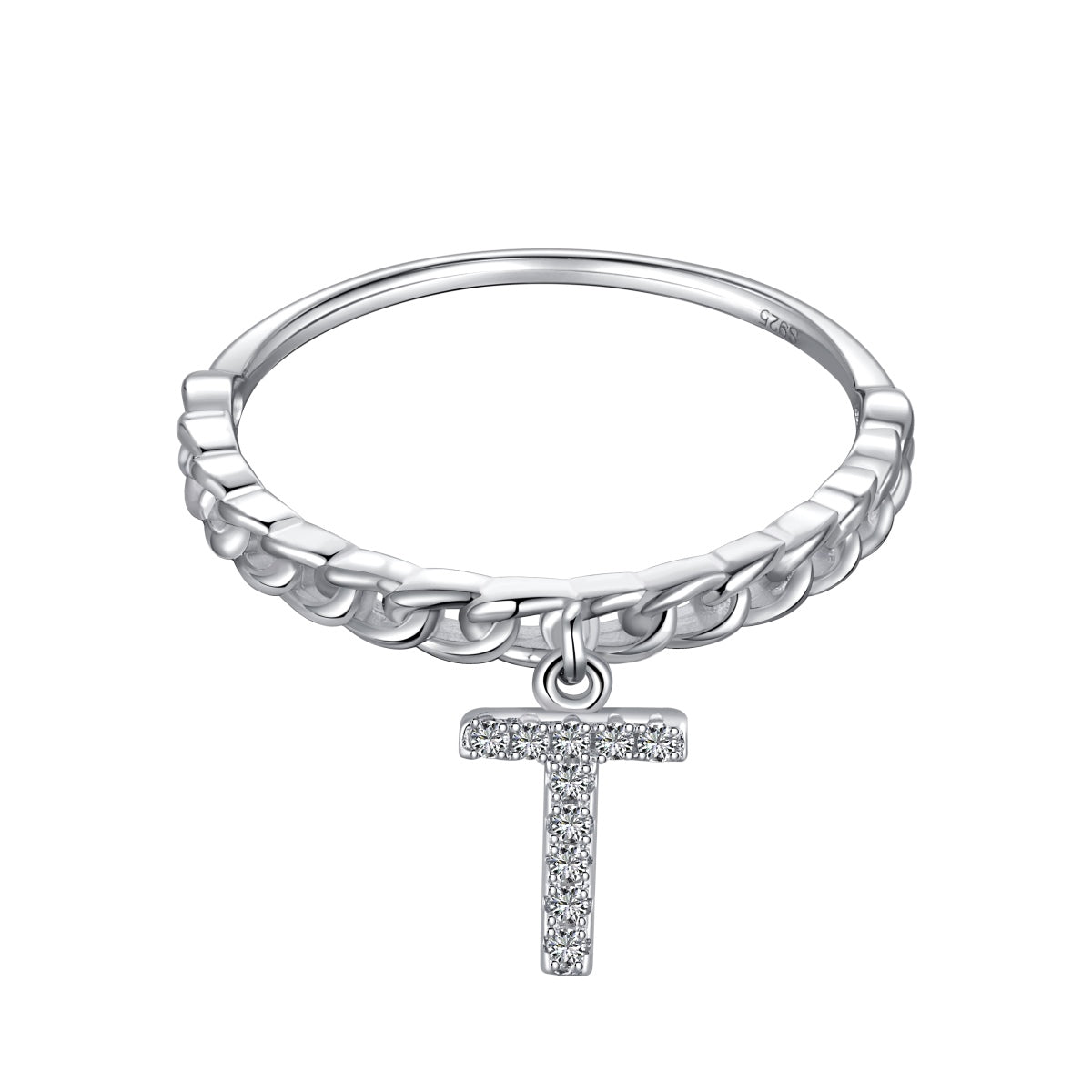 anello lettera in argento