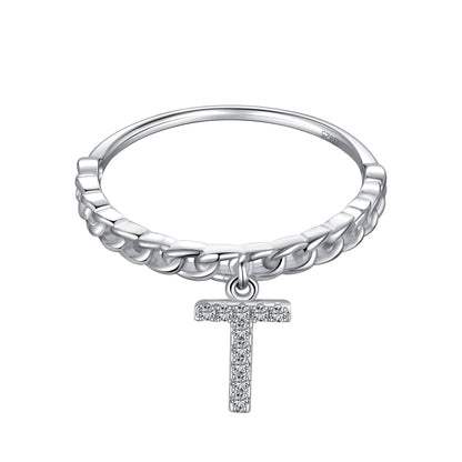 anello lettera in argento