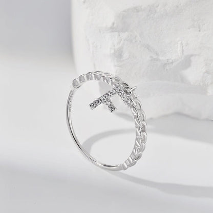 anello lettera in argento senza nickel