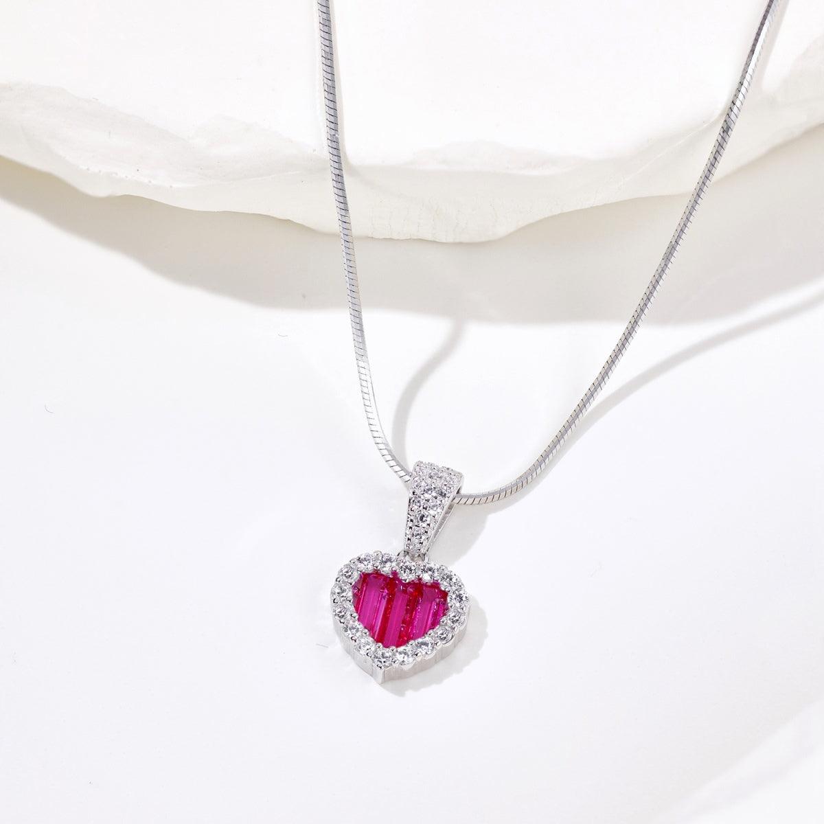 collana in argento 925 pietra a cuore pendente