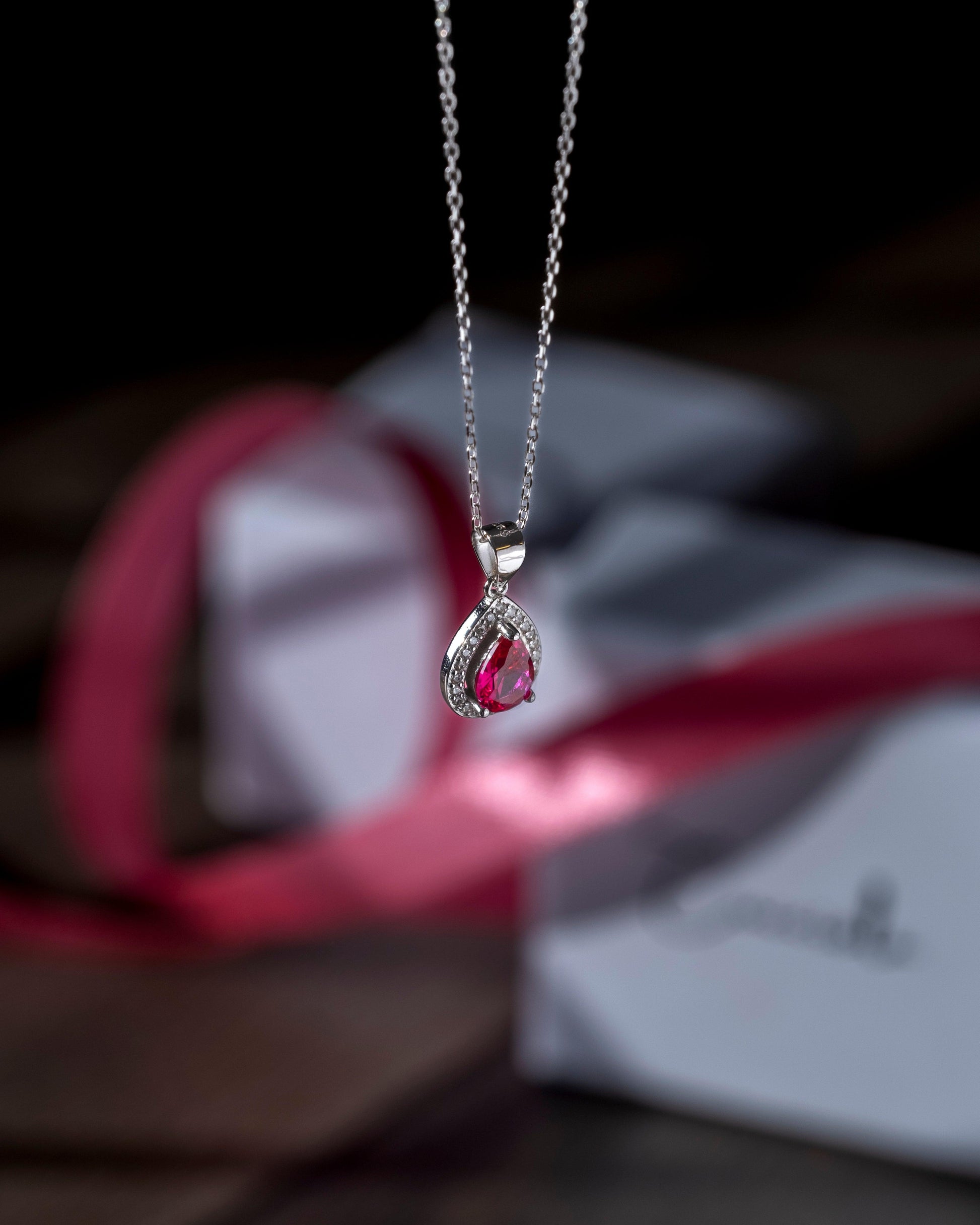 collana_donna_argento_a_goccia_rossa - cucciolagioielli