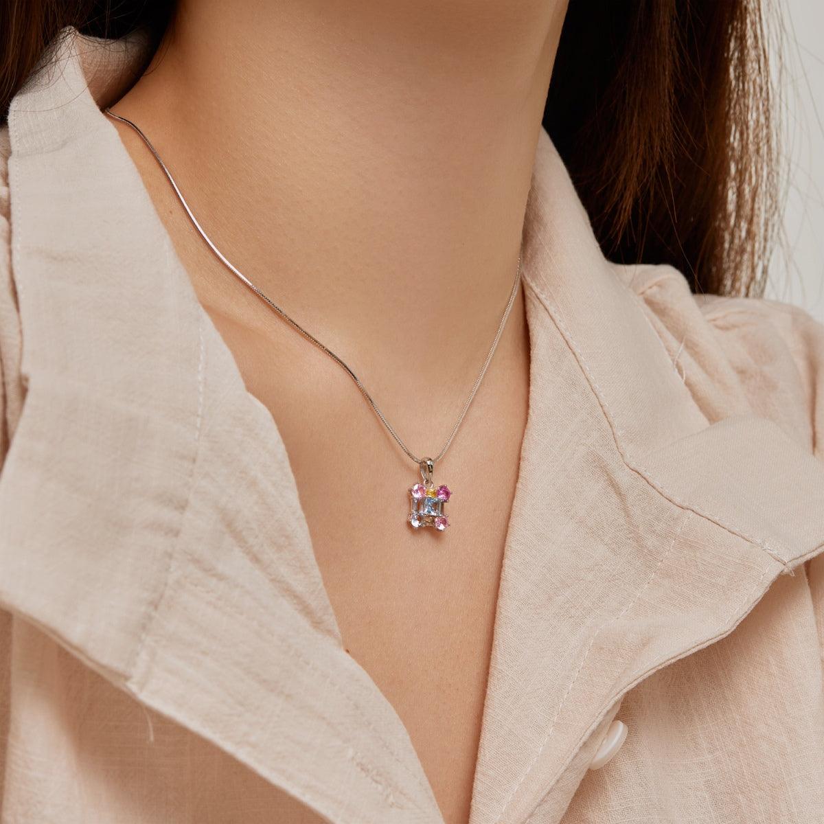 collana pietre rosa in argento Cucciola Gioielli