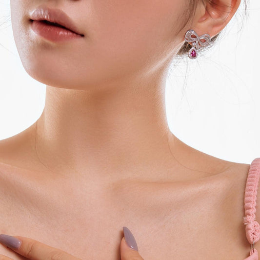 orecchini fiocco pietra rossa di Cucciola