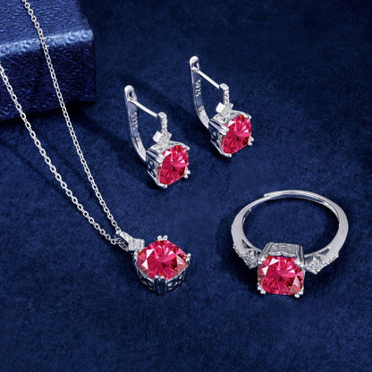 Parure in Argento Pietra Rossa Cucciola Gioielli