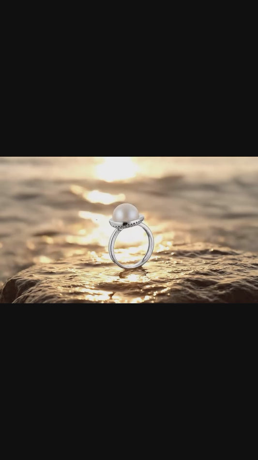 Anello Eclissi Perla Argento