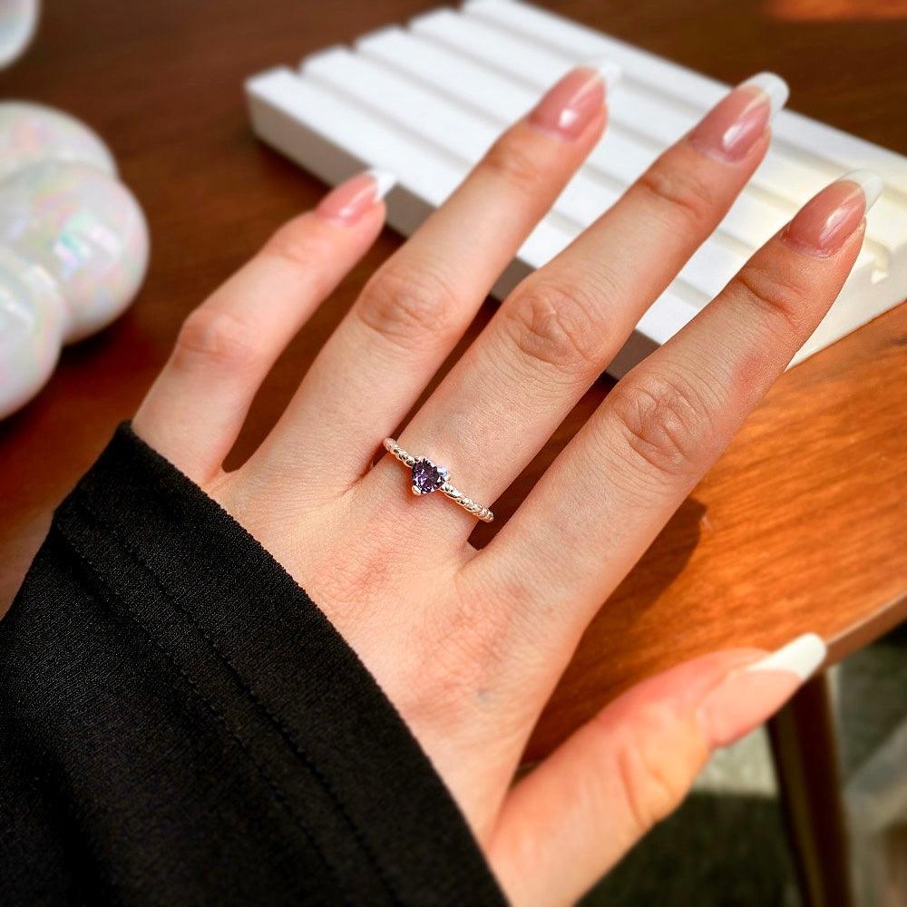 Anello cuore viola di Cucciola Gioielli