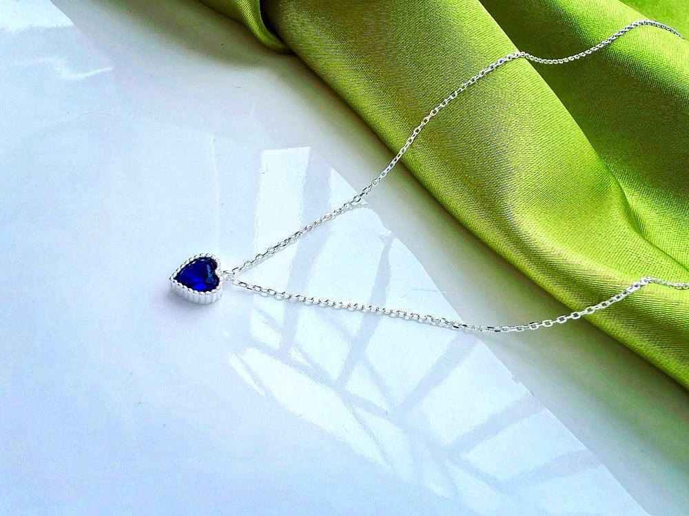 Collana cuore pietra blu in Argento | Cucciola Gioielli