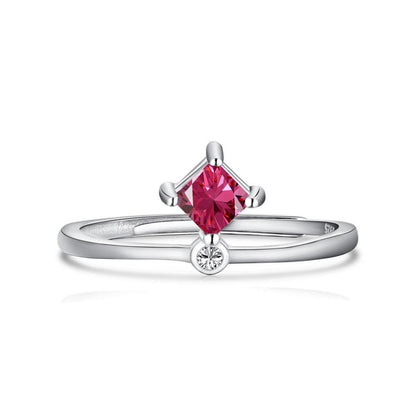 Anello Solitario Rosso in Argento | Cucciola Gioielli