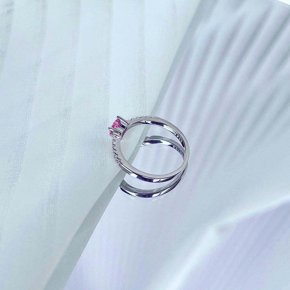 Anello Argento Cuore Rosa per donne | Cucciola Gioielli