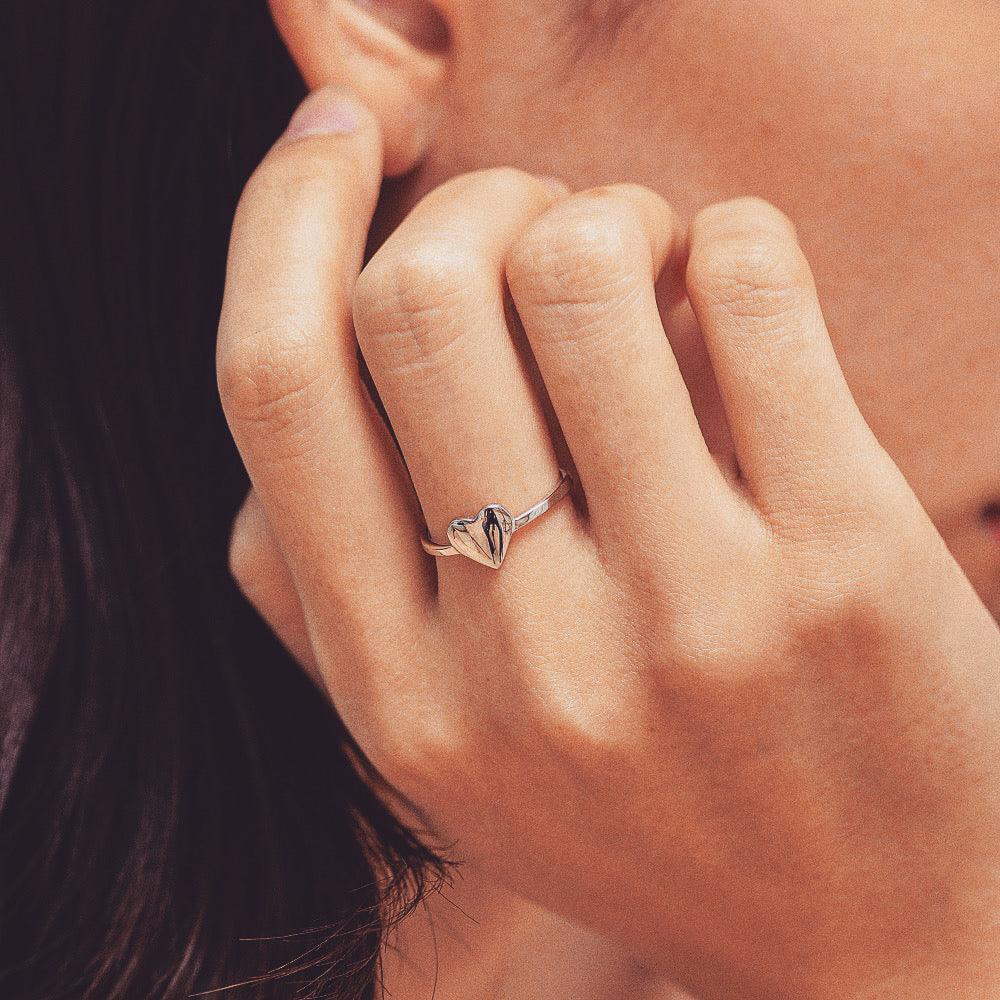 Anello in argento cuore specchiato | Cucciola Gioielli