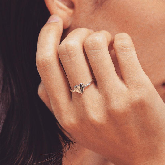 Anello in argento cuore specchiato | Cucciola Gioielli