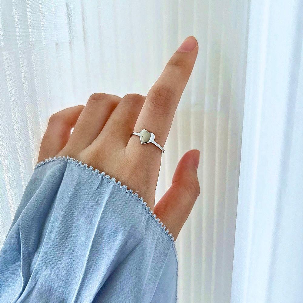 anello cuore specchiato di Cucciola in argento