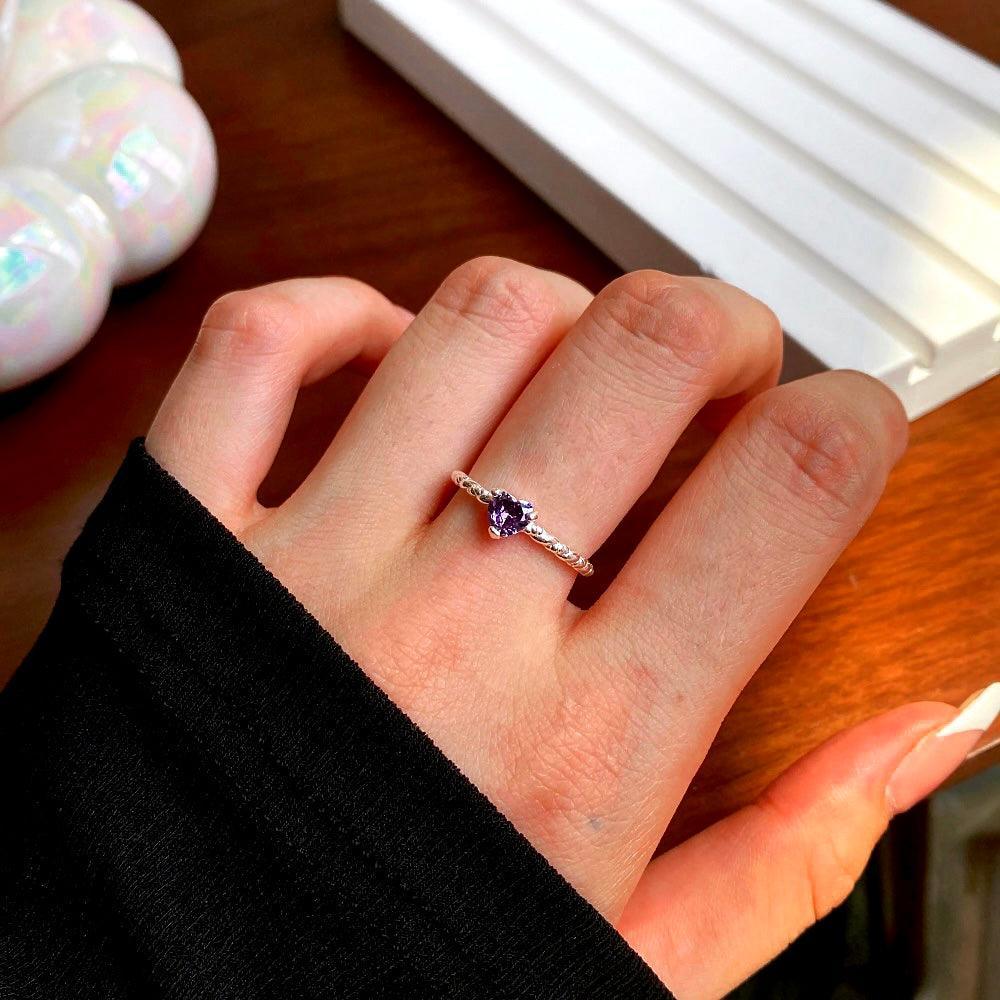 Anello in argento cuore pietra Viola | Cucciola Gioielli