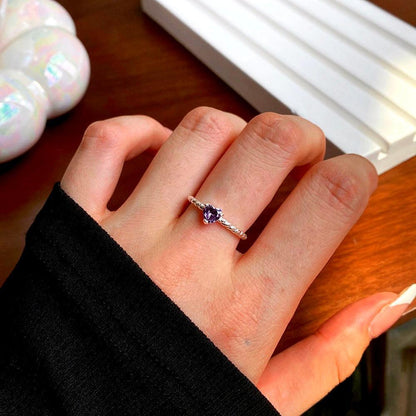 Anello in argento cuore pietra Viola | Cucciola Gioielli