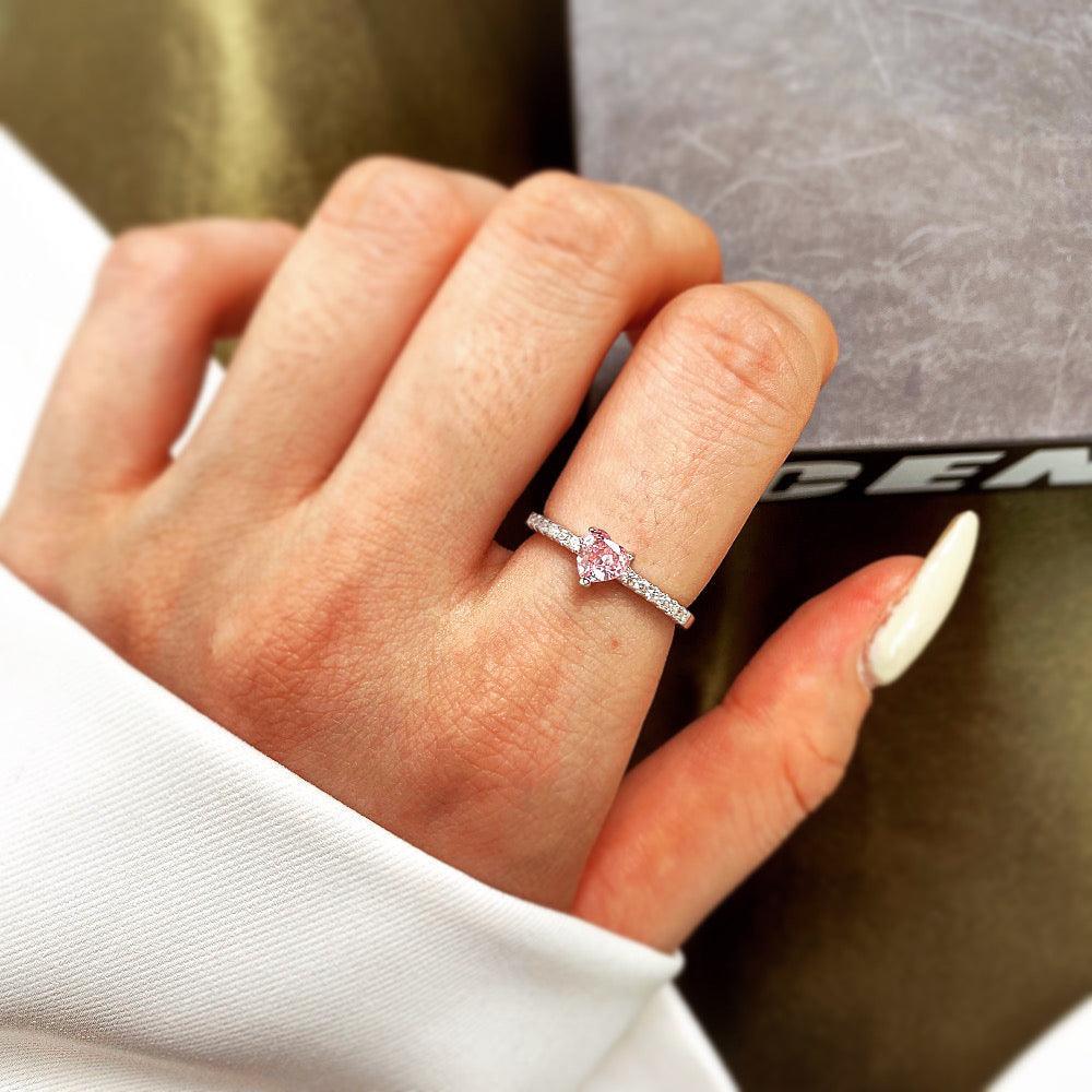 Anello a Cuore Rosa in Argento di Cucciola Gioielli
