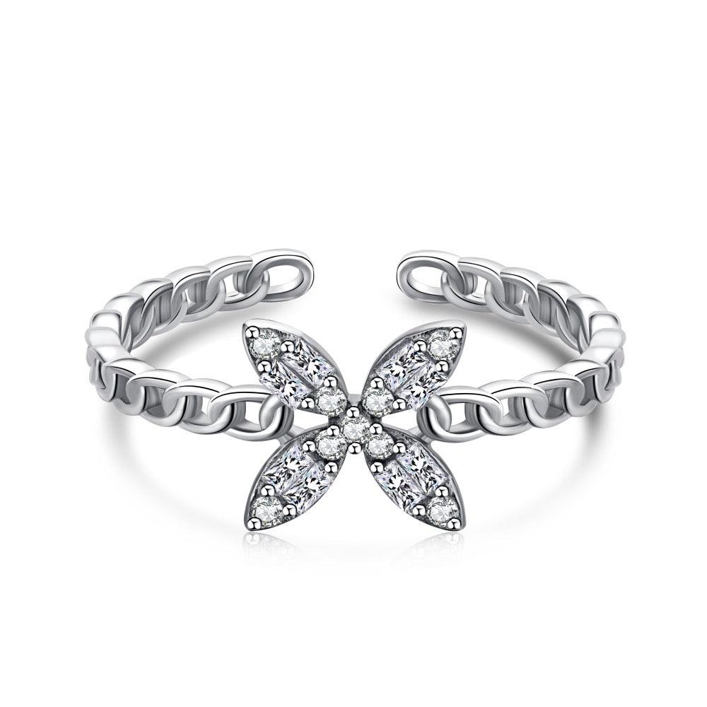 anello donna farfalla luminosa in Argento 925
