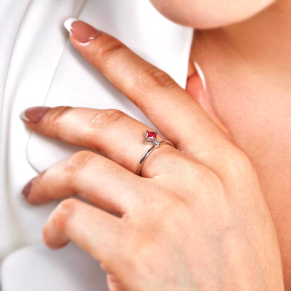 Anello Pietra Rossa Argento | Cucciola Gioielli