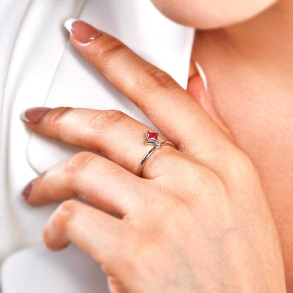 Anello Pietra Rossa Argento | Cucciola Gioielli