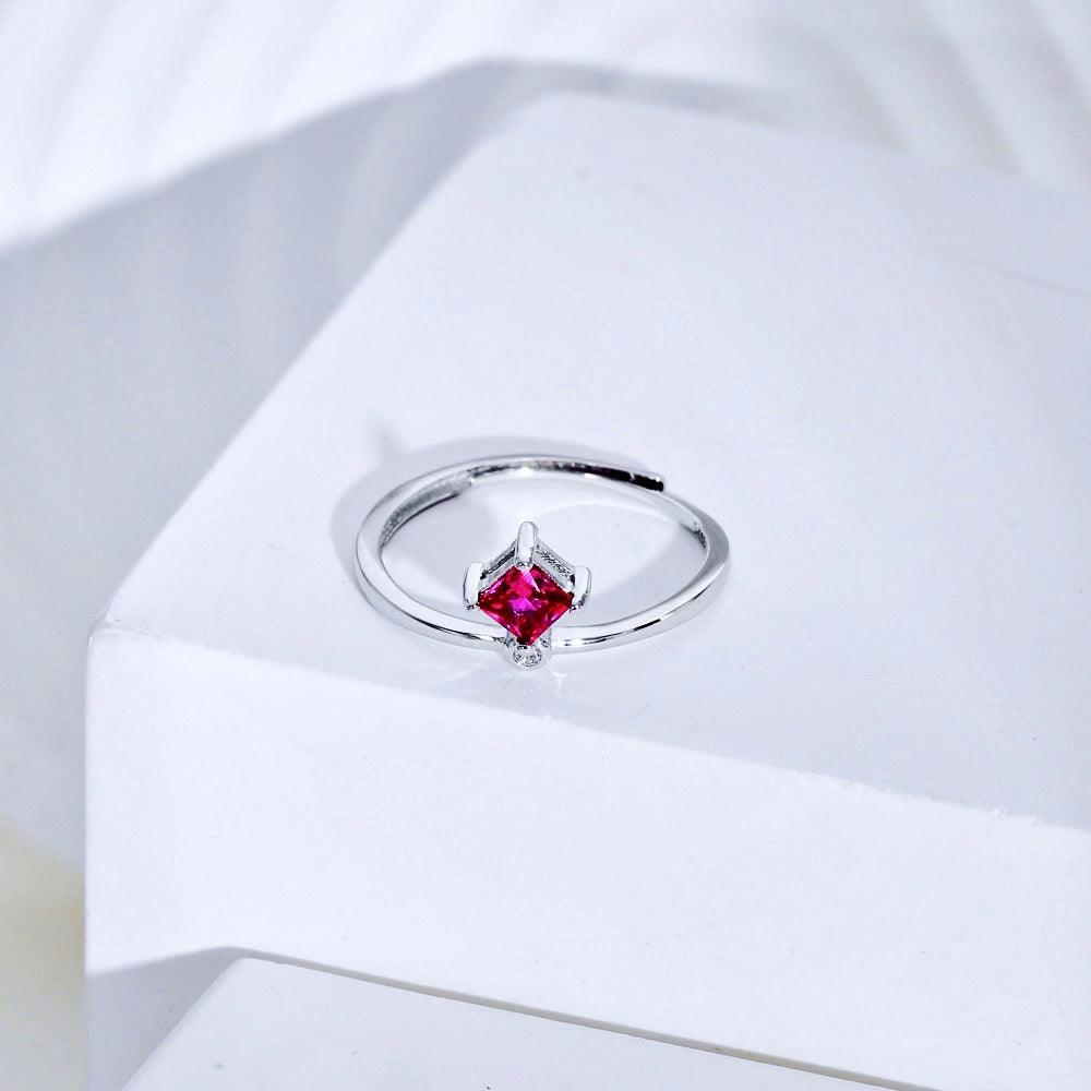 Anello Solitario Rosso in Argento Senza Nickel | Cucciola Gioielli