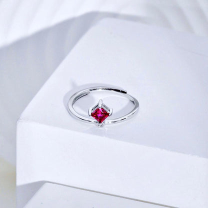 Anello Solitario Rosso in Argento Senza Nickel | Cucciola Gioielli