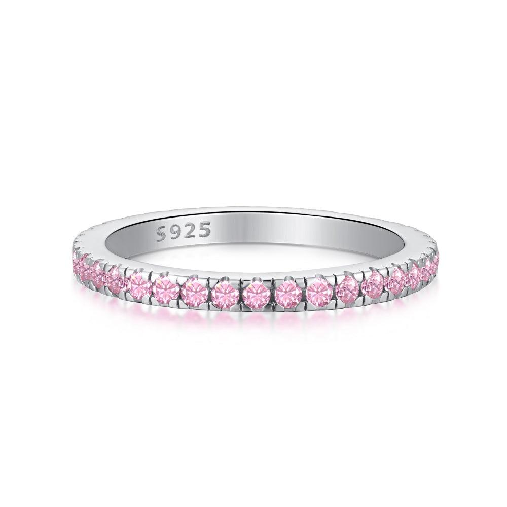 anello tennis pietra rosa di Cucciola Gioielli