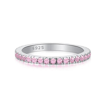anello tennis pietra rosa di Cucciola Gioielli