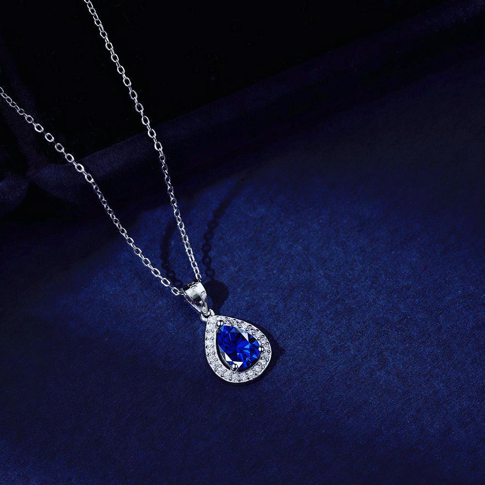 Collana Goccia Bohemien Cristallo Ovale - Girocollo Argento Con Ciondolo A Goccia D'Acqua E Catena Regolabile