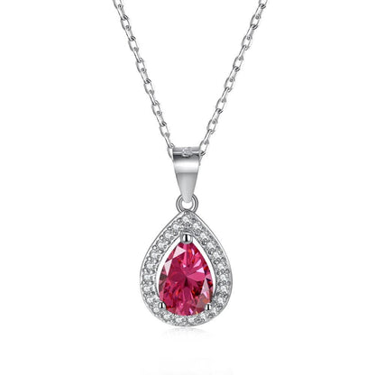 Collana a Goccia Pietra Rossa in Argento