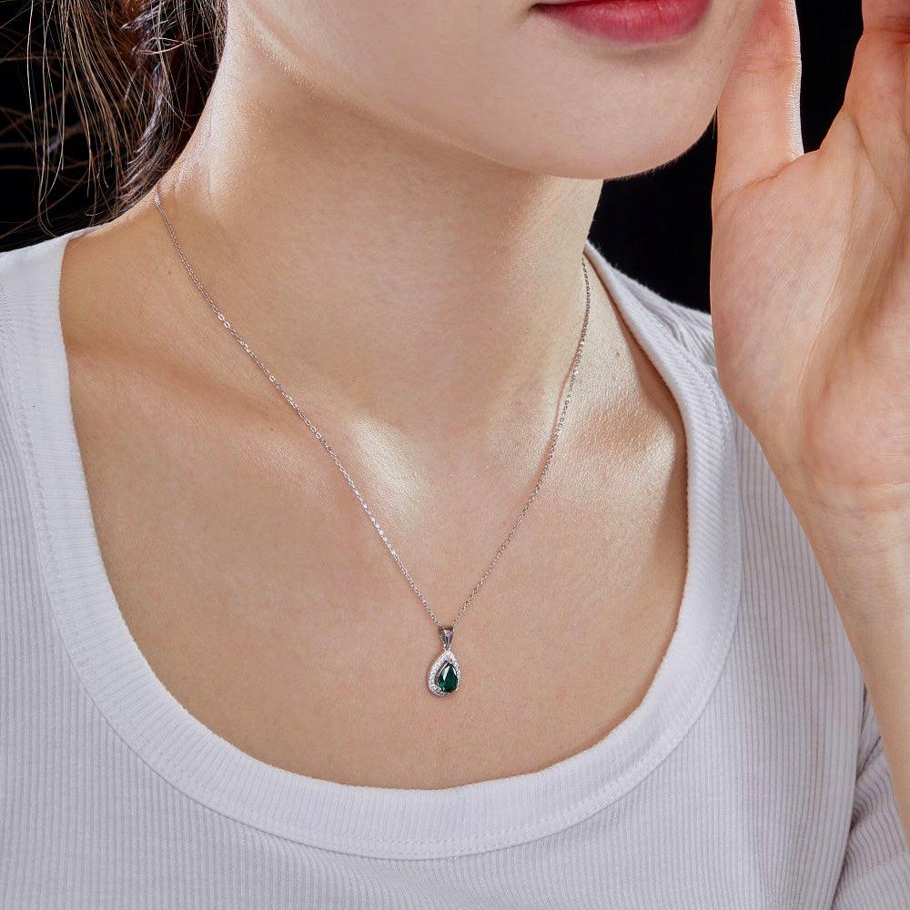 collana_argento_a_goccia_pietra_verde - cucciolagioielli