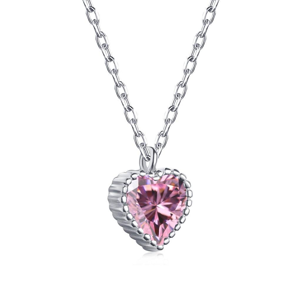 YL Collana Argento 925 Con Ciondolo Cuore Rosa Farfalla E Zirconia - Regalo Per Donna, Mamma, Fidanzata