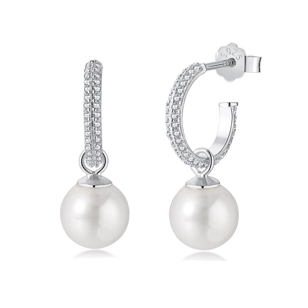 orecchini argento 925 cerchi di perla