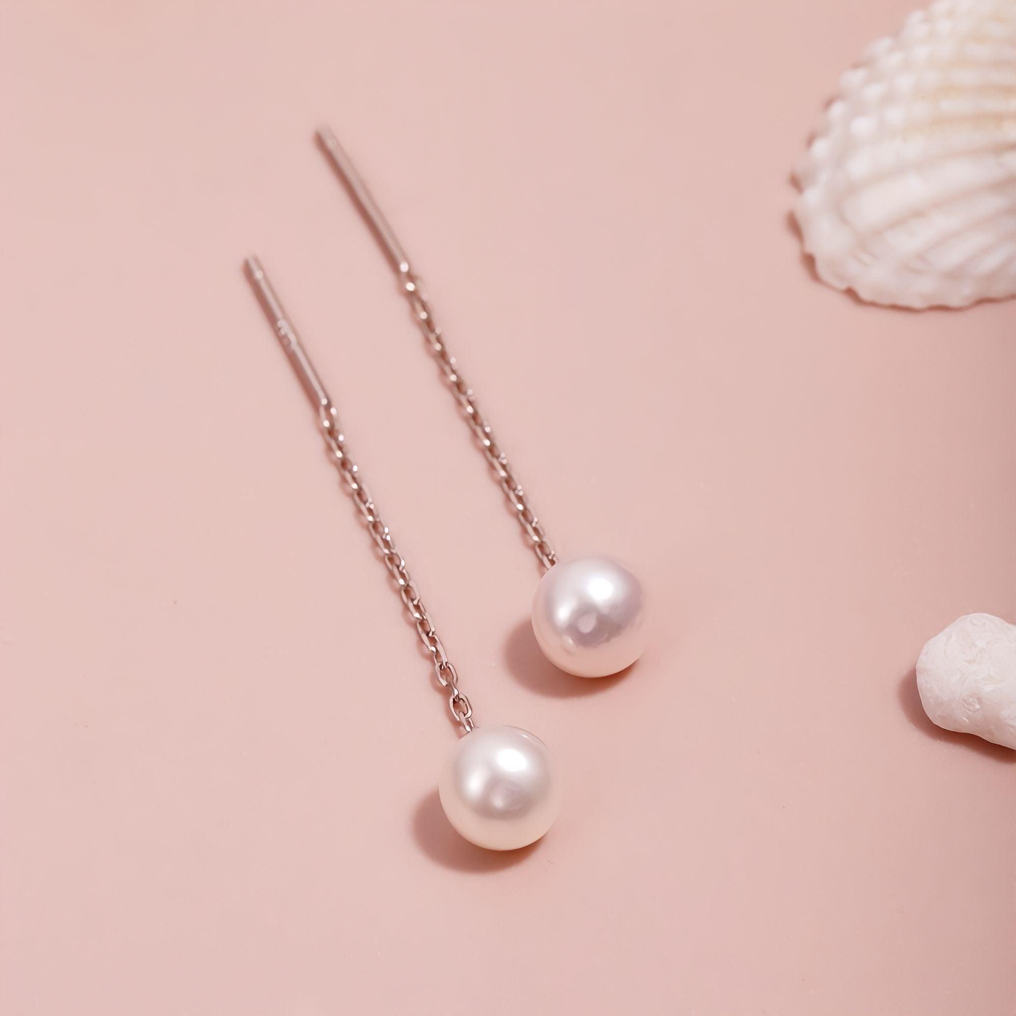 Orecchini perla pendente in argento